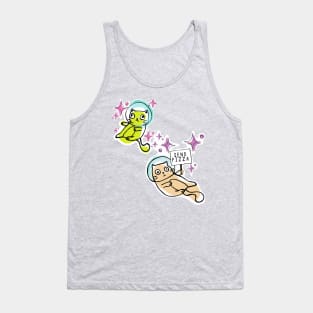 Stellar Pizza Cats in Space Tank Top